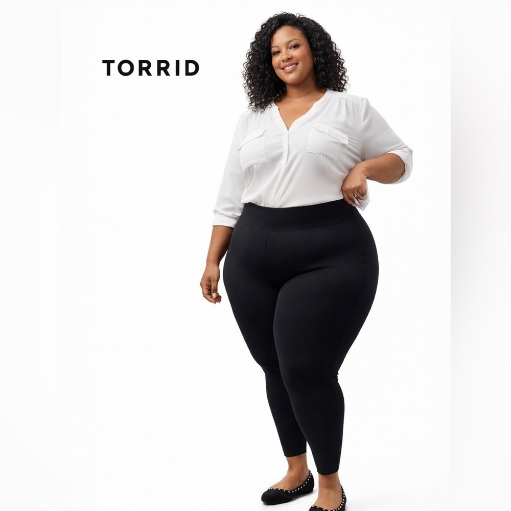 Torrid Studio Deluxe Stretch Pixie Pants Black 1X Short Pull-On